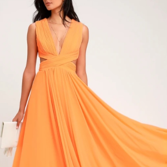 Lulus - Orange Cutout Maxi Dress - Picture 3 of 6